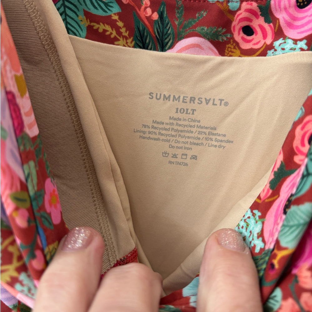 Summersalt Rifle Paper Co Garden Party Ruffle backflip One Piece Swimsuit 10lt - Picture 5 of 6